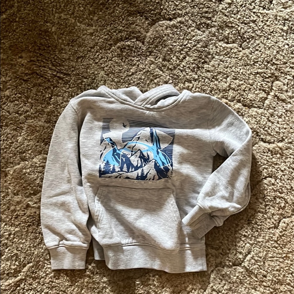 Under Armour Gray Kids Hoodie with Blue Mountain Design